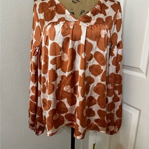 Mittoshop Rust and Cream Floral Blouse